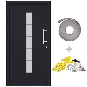 vidaXL Porte d'entr&eacute;e Aluminium et PVC Anthracite 100x200 cm