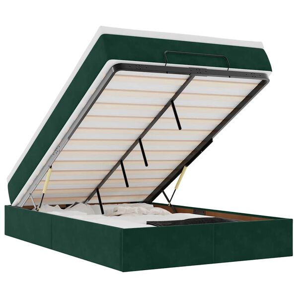 vidaXL Lit ottoman avec matelas vert fonc&eacute; 120x190 cm velours