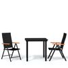 vidaXL Ensemble &agrave; manger de jardin 3 pcs Noir