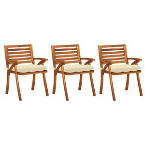 vidaXL Chaises &agrave; manger de jardin avec coussins lot de 3 Acacia massif