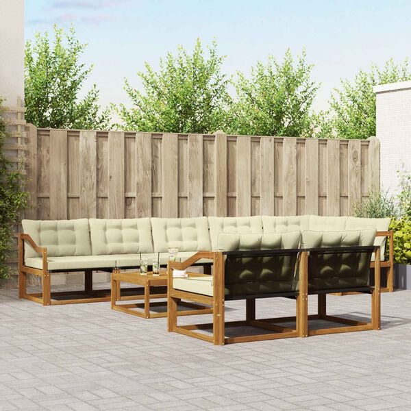 vidaXL Ensemble de canap&eacute;s d'ext&eacute;rieur 9 pcs Naturel et Cr&egrave;me