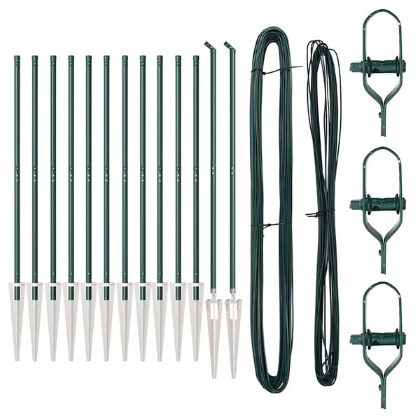 vidaXL Poteau de cl&ocirc;ture. 13 pcs Vert Acier