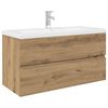 vidaXL Meuble lavabo avec bassin et robinet int&eacute;gr&eacute;s ch&ecirc;ne artisanal