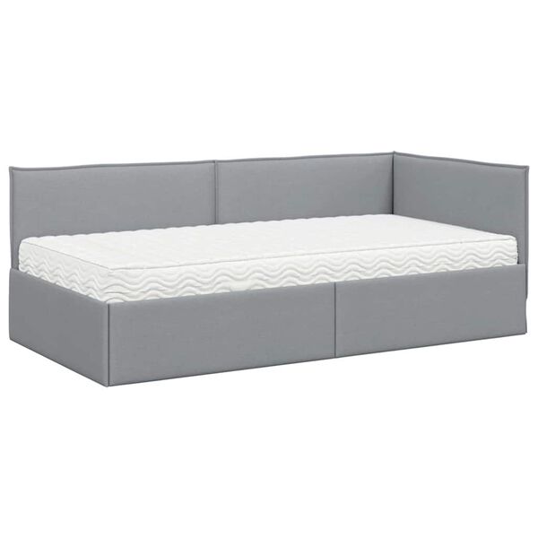 vidaXL Cadre de lit d'angle avec matelas 2 pcs Gris clair Velours