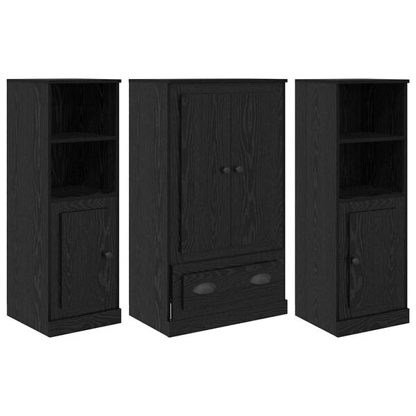 vidaXL Haut Armoire avec tiroir 3 pcs Ch&ecirc;ne noir Bois d'ing&eacute;nierie
