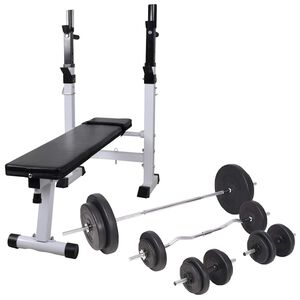 vidaXL Banc d'entra&icirc;nement avec support de poids jeu d'halt&egrave;res 90 kg