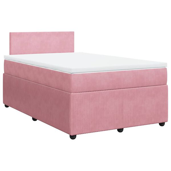 vidaXL Sommier &agrave; lattes de lit avec matelas Rose 120x200 cm Velours
