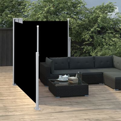 vidaXL Auvent latéral double rétractable de patio 170x600 cm Noir