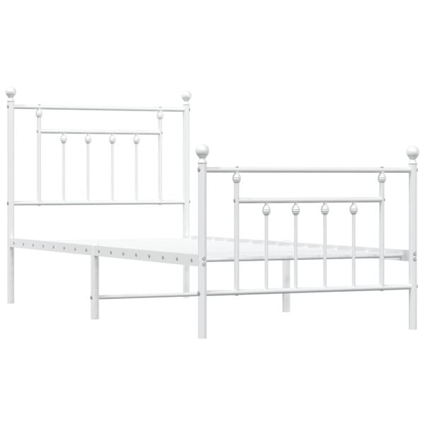 vidaXL Cadre de lit métal sans matelas avec pied de lit blanc 90x200cm