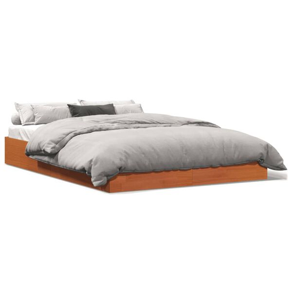 vidaXL Cadre de lit sans matelas cire marron 120x200cm bois pin massif