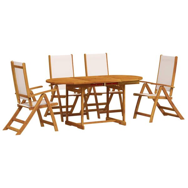vidaXL Ensemble &agrave; manger de jardin 5pcs bois d'acacia solide textil&egrave;ne