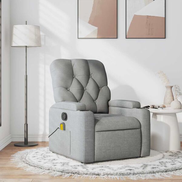 vidaXL Fauteuil de massage inclinable Gris clair Tissu