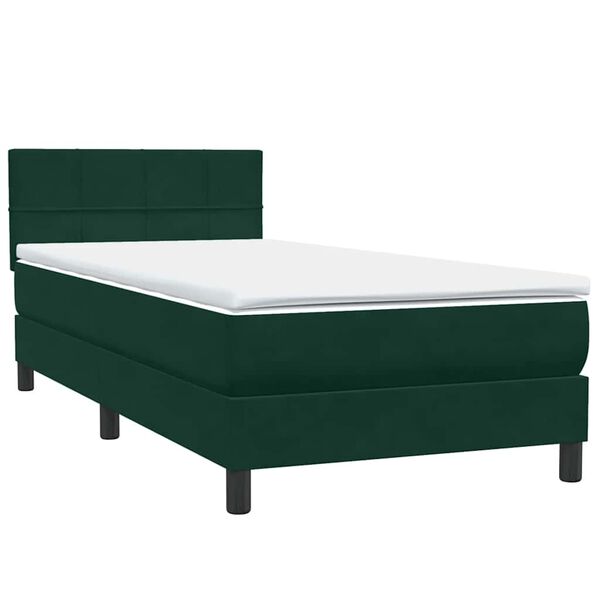 vidaXL Sommier &agrave; lattes de lit et matelas vert fonc&eacute; 100x210cm velours