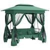 vidaXL Tonnelle de jardin banc pivotant convertible vert tissu acier