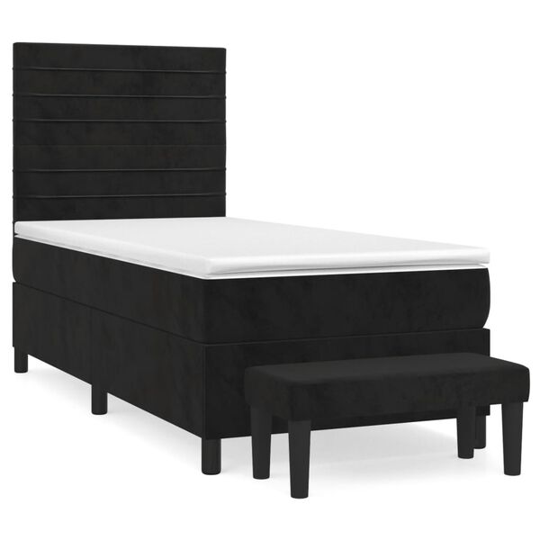 vidaXL Sommier &agrave; lattes de lit avec matelas Noir 100x200 cm Velours
