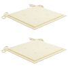 vidaXL Chaises de jardin lot de 2 et coussins crème Bois teck massif