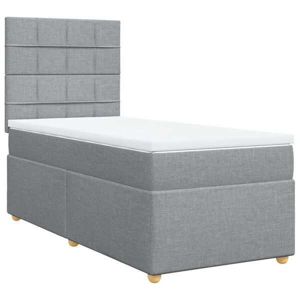 vidaXL Sommier à lattes de lit avec matelas gris clair 80x200 cm tissu