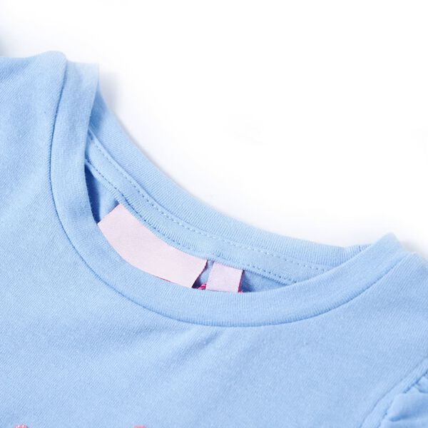 T-shirt enfants avec manches à volants bleu clair 128