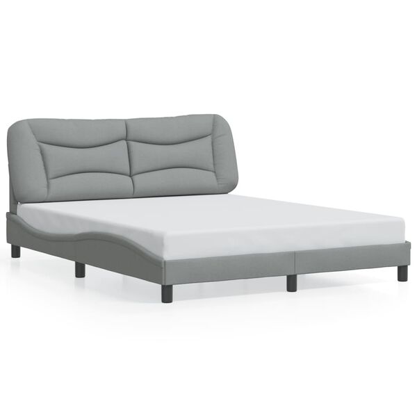 vidaXL Cadre de lit sans matelas Hvar gris clair 160x200 cm tissu