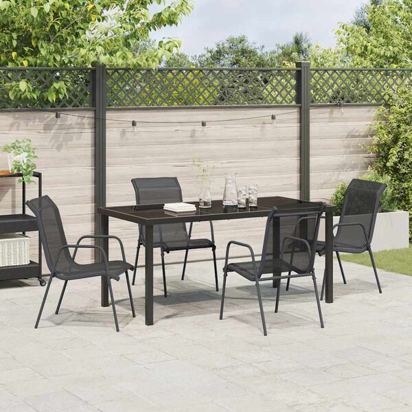 vidaXL Ensemble de salle &agrave; manger pour jardin 5 pcs Noir