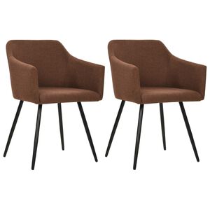 vidaXL Chaises &agrave; manger lot de 2 marron tissu