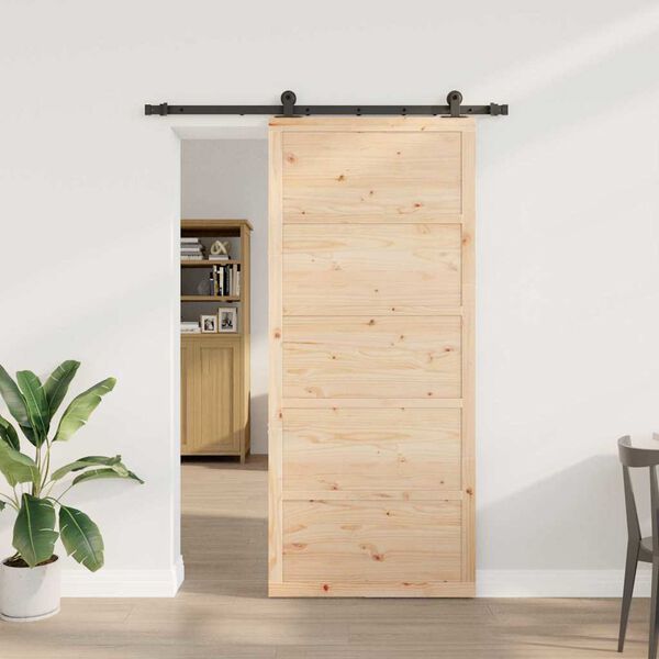 vidaXL Porte coulissante Marron 80 x 208 cm Bois de pin massif