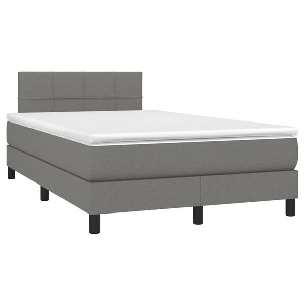 vidaXL Sommier &agrave; lattes de lit et matelas et LED Gris fonc&eacute; 120x200 cm
