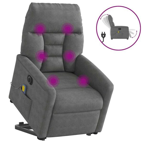 vidaXL Fauteuil inclinable de massage &eacute;lectrique gris fonc&eacute;