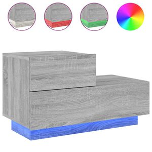 vidaXL Table de chevet avec lumi&egrave;res LED sonoma gris 70x36x40,5 cm