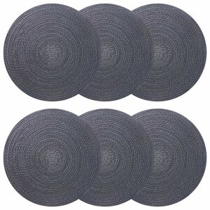 vidaXL Placemets en jute 6 pc Gris fonc&eacute; 100 % jute Tossa