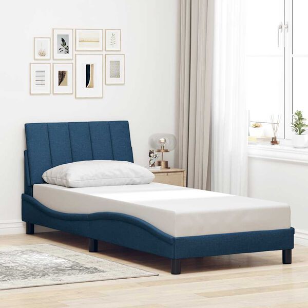 vidaXL Cadre de lit sans matelas Hanko bleu 90x190 cm tissu