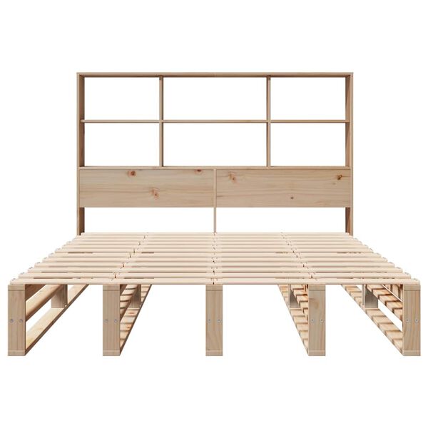 vidaXL Lit biblioth&egrave;que sans matelas 140x190 cm bois massif