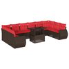 vidaXL Ensemble de canap&eacute; de jardin 11 pcs avec coussins marron
