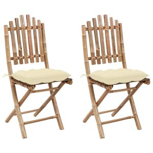 vidaXL Chaises pliantes (lot de 2) avec coussins en bambou