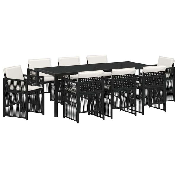 vidaXL Ensemble de salle &agrave; manger pour jardin 9 pcs Noir