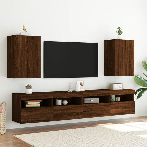 vidaXL Meuble TV mural chêne marron 40,5x30x60 cm bois d'ingénierie