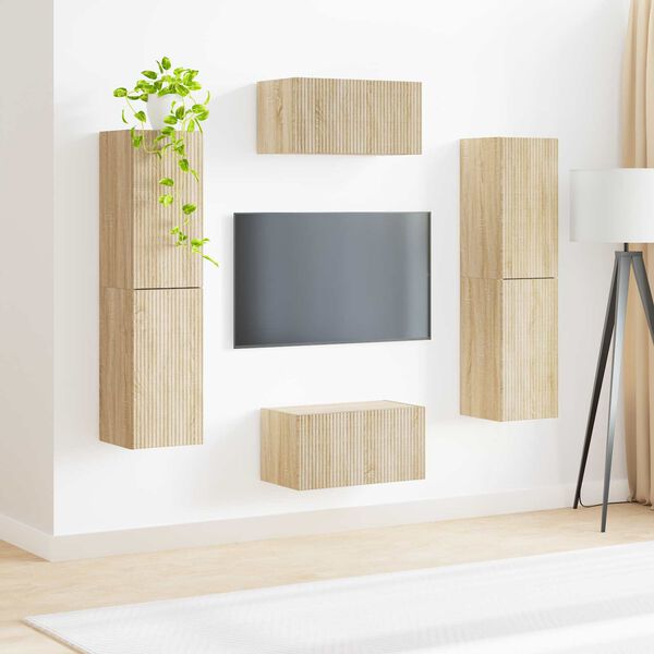 vidaXL Ensemble meuble TV 6 pcs Ch&ecirc;ne Sonoma Bois d'ing&eacute;nierie