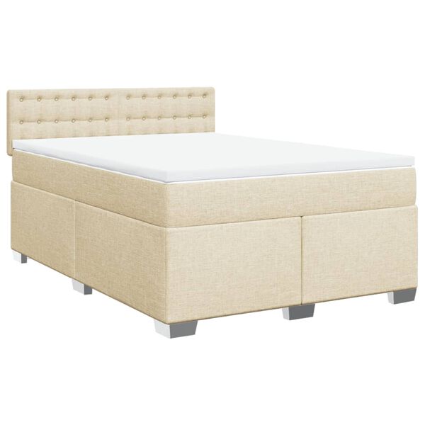 vidaXL Sommier &agrave; lattes de lit avec matelas Cr&egrave;me 160x200 cm Tissu