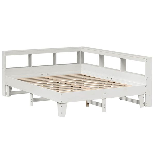vidaXL Lit biblioth&egrave;que sans matelas blanc 140x200 cm bois pin massif