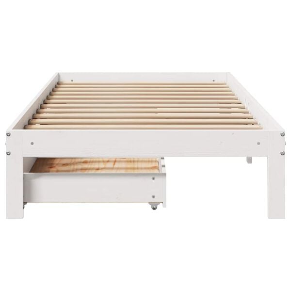 vidaXL Cadre de lit avec tiroirs sans matelas blanc 75x190 cm