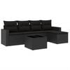 vidaXL Salon de jardin 6 pcs avec coussins noir r&eacute;sine tress&eacute;e