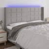 vidaXL T&ecirc;te de lit &agrave; LED Gris clair 163x16x118/128 cm Tissu
