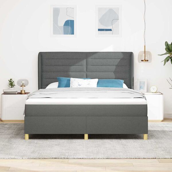 vidaXL Lit &agrave; ressorts avec matelas gris fonc&eacute; 90x190 cm Gris fonc&eacute;