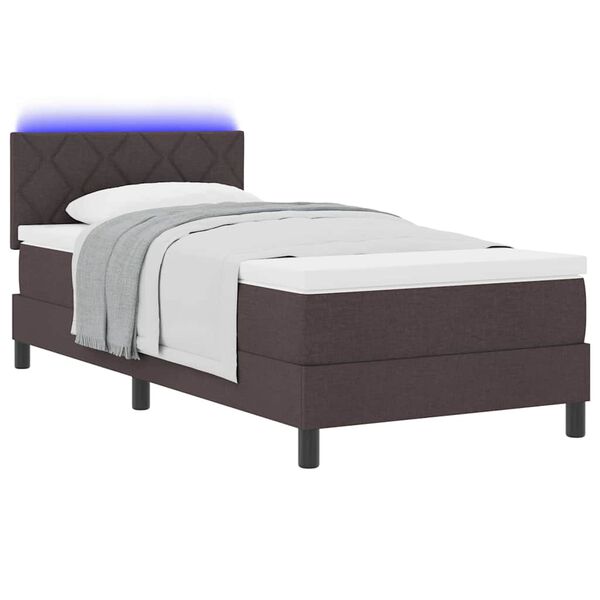 vidaXL Lit &agrave; ressorts avec matelas Marron fonc&eacute; 90 x 190 cm tissu