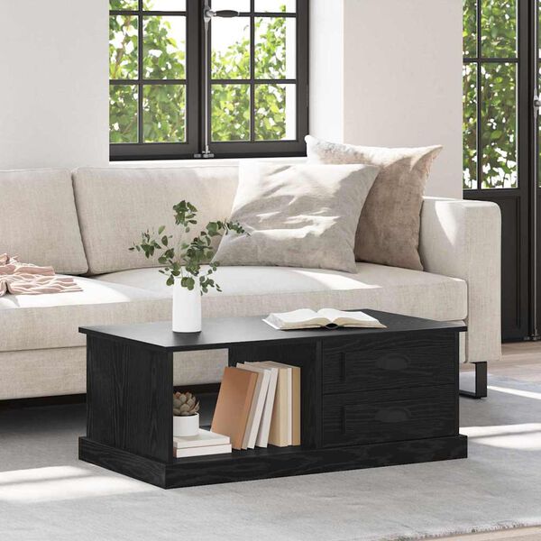vidaXL Table basse Ch&ecirc;ne noir 90 x 50 x 35 cm Bois d'ing&eacute;nierie