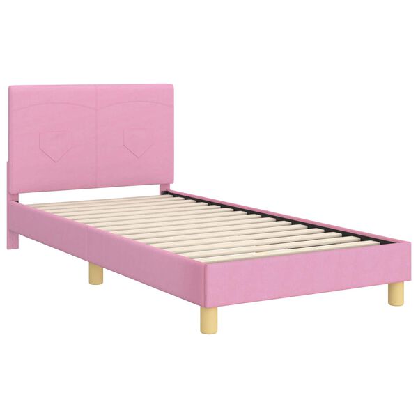 vidaXL Cadre de lit pour enfants avec t&ecirc;te de lit Rose 90 x 200 cm