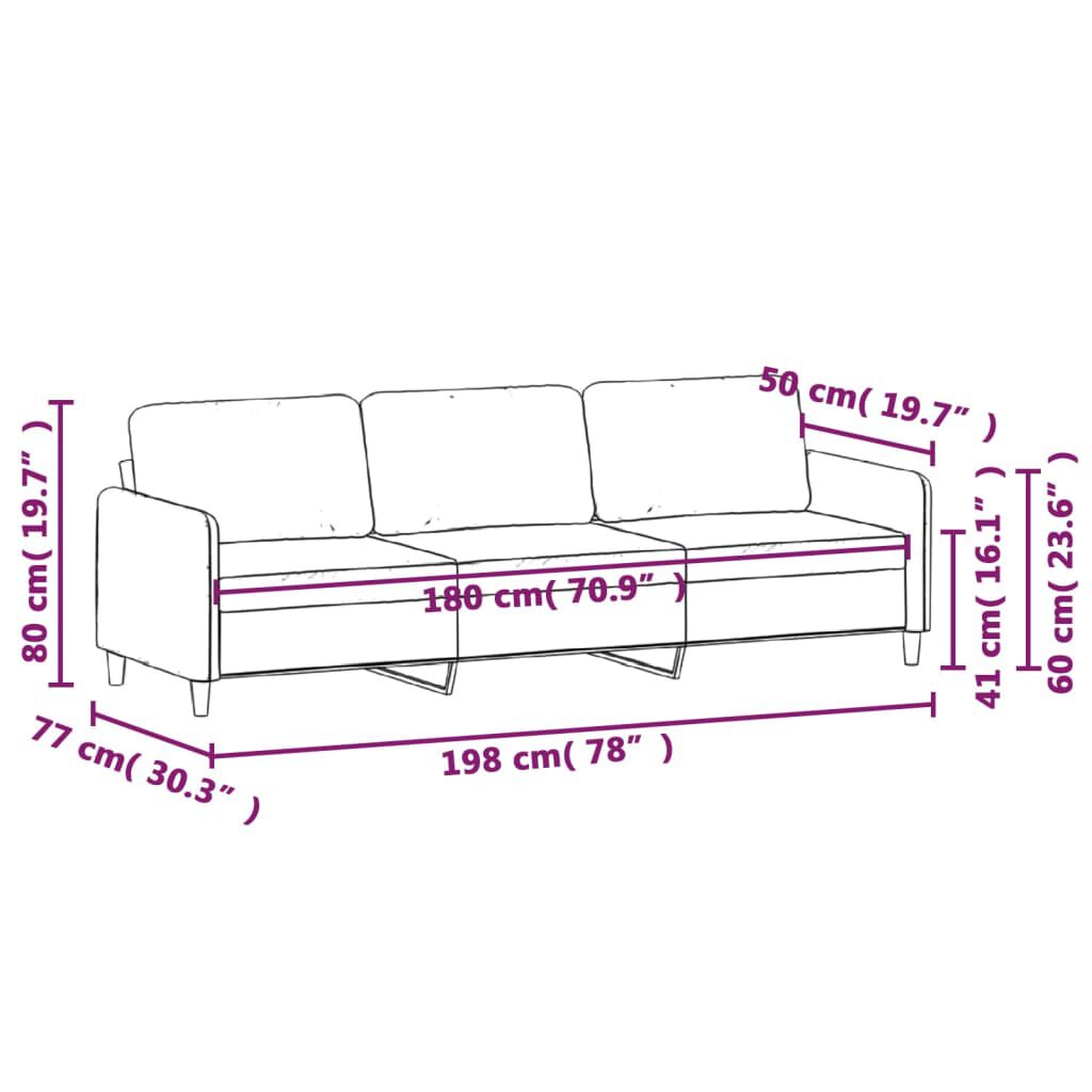 vidaXL Canapé à 3 places Gris clair 180 cm Velours