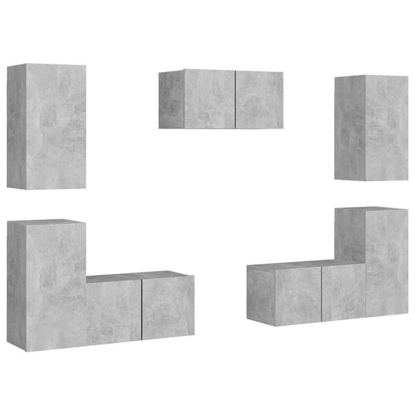 vidaXL Ensemble de meubles TV 7 pcs Gris b&eacute;ton Bois d'ing&eacute;nierie