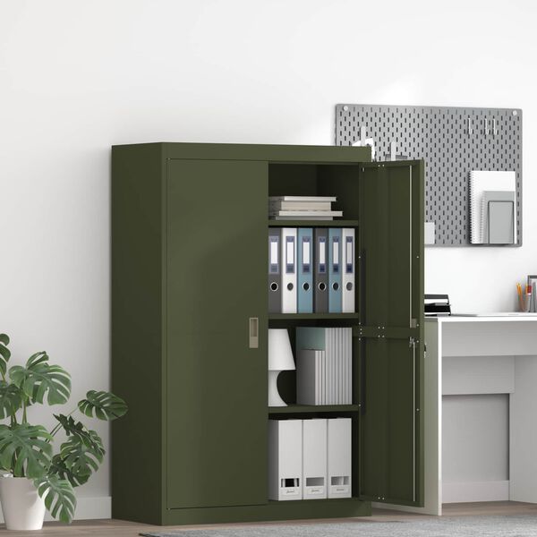 vidaXL Armoire de rangement 2 pcs Vert olive 90 x 40 x 140 cm Acier