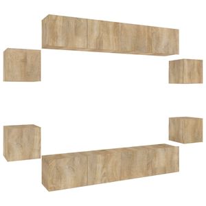 vidaXL Ensemble de meubles TV 8 pcs Ch&ecirc;ne sonoma Bois d'ing&eacute;nierie